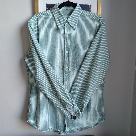 Wythe Oxford Cloth Button Down in Evergreen Stripe - Picture 1 of 3